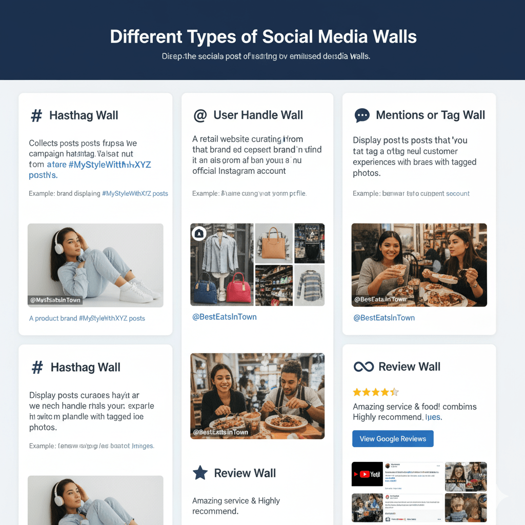 different type of social media wall